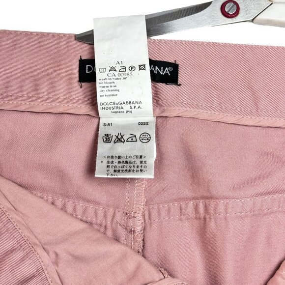 Authentic Dolce & Gabbana Straight Leg Pants Sz.8 Pink Cotton Med Rise Summer - Picture 6 of 11